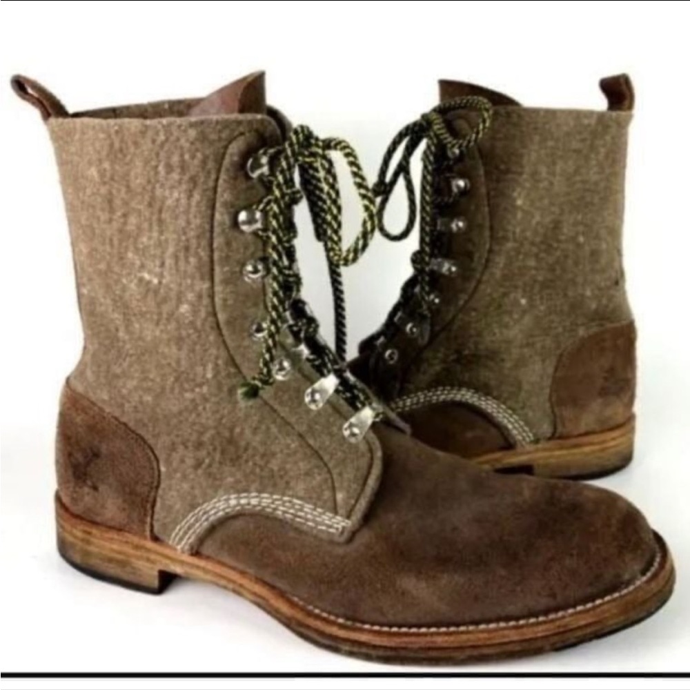 Vivienne Westwood MAN Brown Suede & Felt Lace-Up Boots